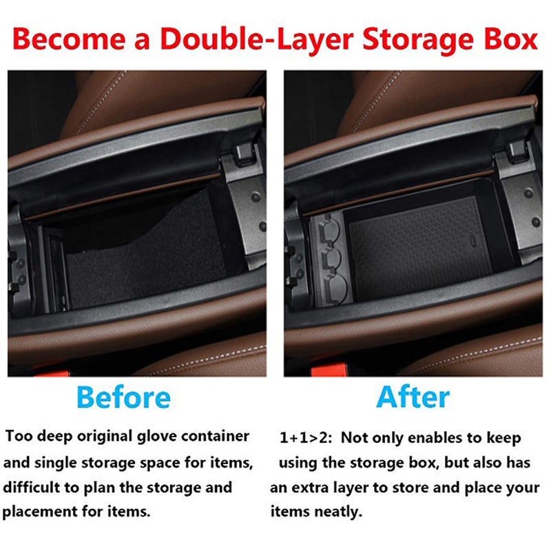 TTCR-II Center Console Organizer for Mercedes Benz A Class 2019-2025, for B Class GLB Console Organizer 2020-2025, for CLA Center Storage Tray GLA 2021-2024, for EQA EQB Middle Storage Box - Image 3